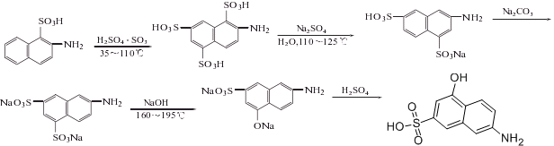7-Amino-4-hydroxy-2-naphthalene sulfonic acid is prepared by reaction of 2-naphthylamine-1-acid.